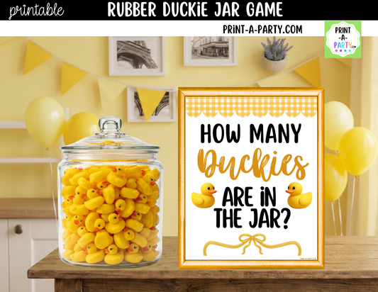 Rubber Duckie Baby Shower Jar Guessing Game Printable Sign (8x10) & Guessing Cards for Ducky themed baby events