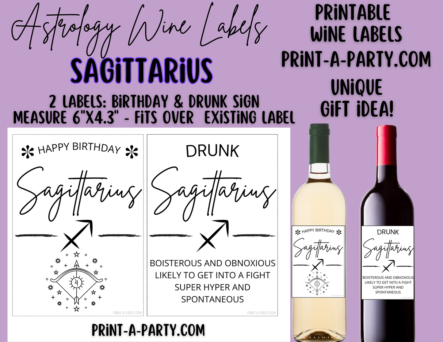 WINE LABELS: Astrology Zodiac Wine | Drunk Astrology Zodiac Signs | Astrology Wine | Zodiac Wine | Aries Taurus Gemini Cancer Leo Virgo Libra Scorpio Sagittarius Capricorn Aquarius Pisces | INSTANT DOWNLOAD