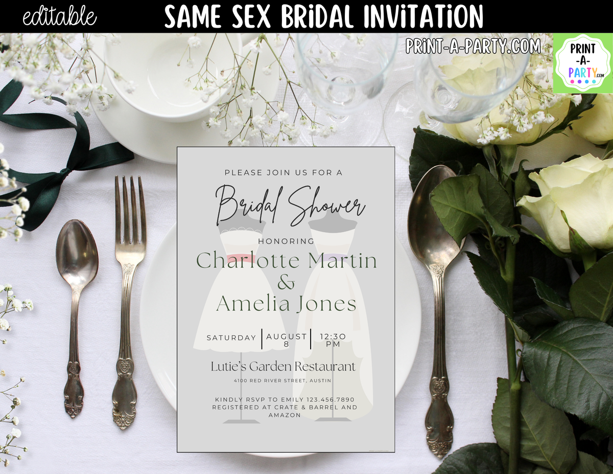 Same-Sex Bridal Shower Invitation Template Canva