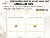 Same Sex Wedding Shower Game Bundle (4) | LGBTQ+ | Same Sex Wedding Activities | LGBTQ+ | Same Sex Weddings - Gold Polka Dots Design