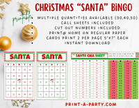 BINGO: Santa | Classrooms | Parties | Holiday | Christmas | 30, 40, or 50 cards - INSTANT DOWNLOAD