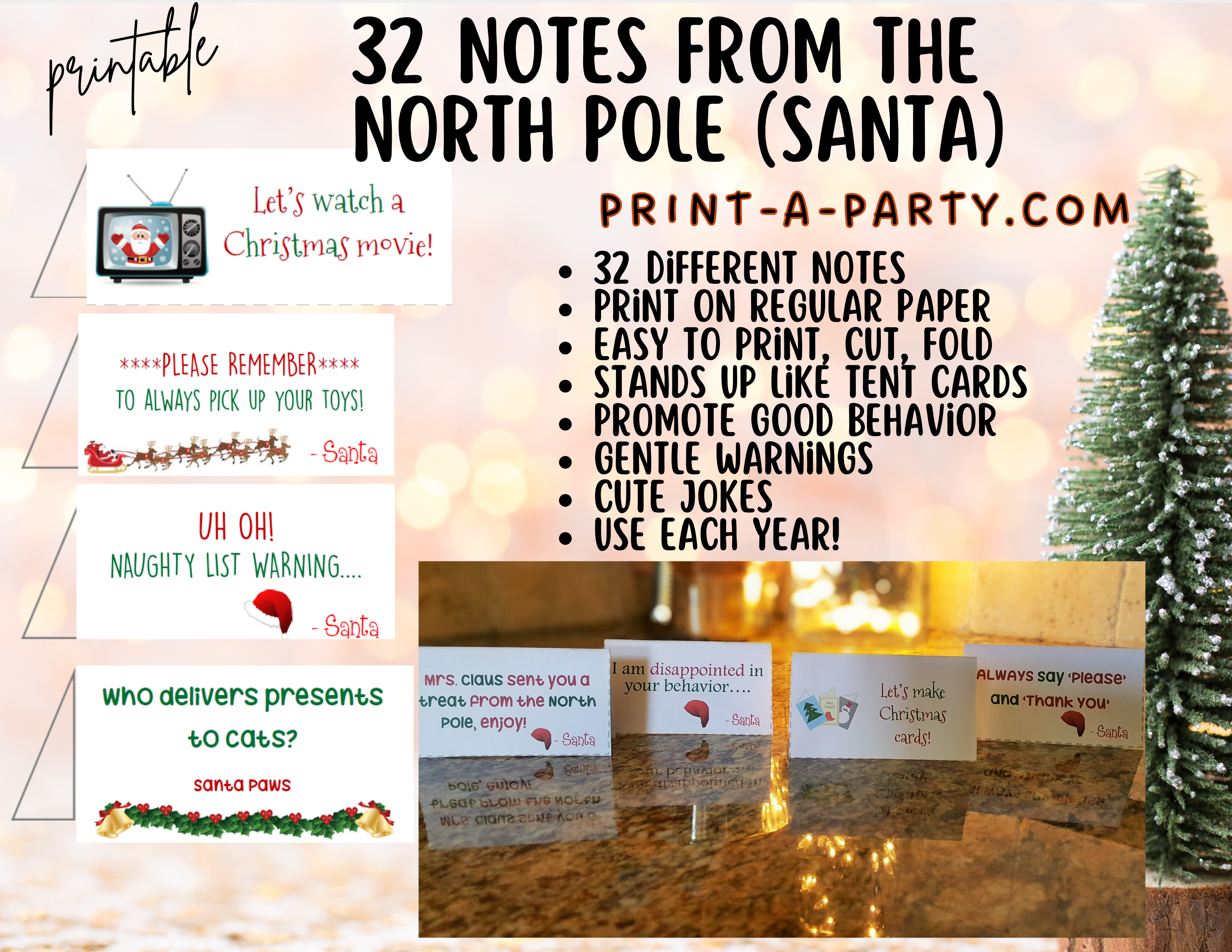 Printable Santa Mini Notes - Notes from the North Pole - 32 different ...
