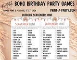 GAMES: BOHO THEME | Birthday Party Games | Boho Party | Boho Party Ideas | INSTANT DOWNLOAD