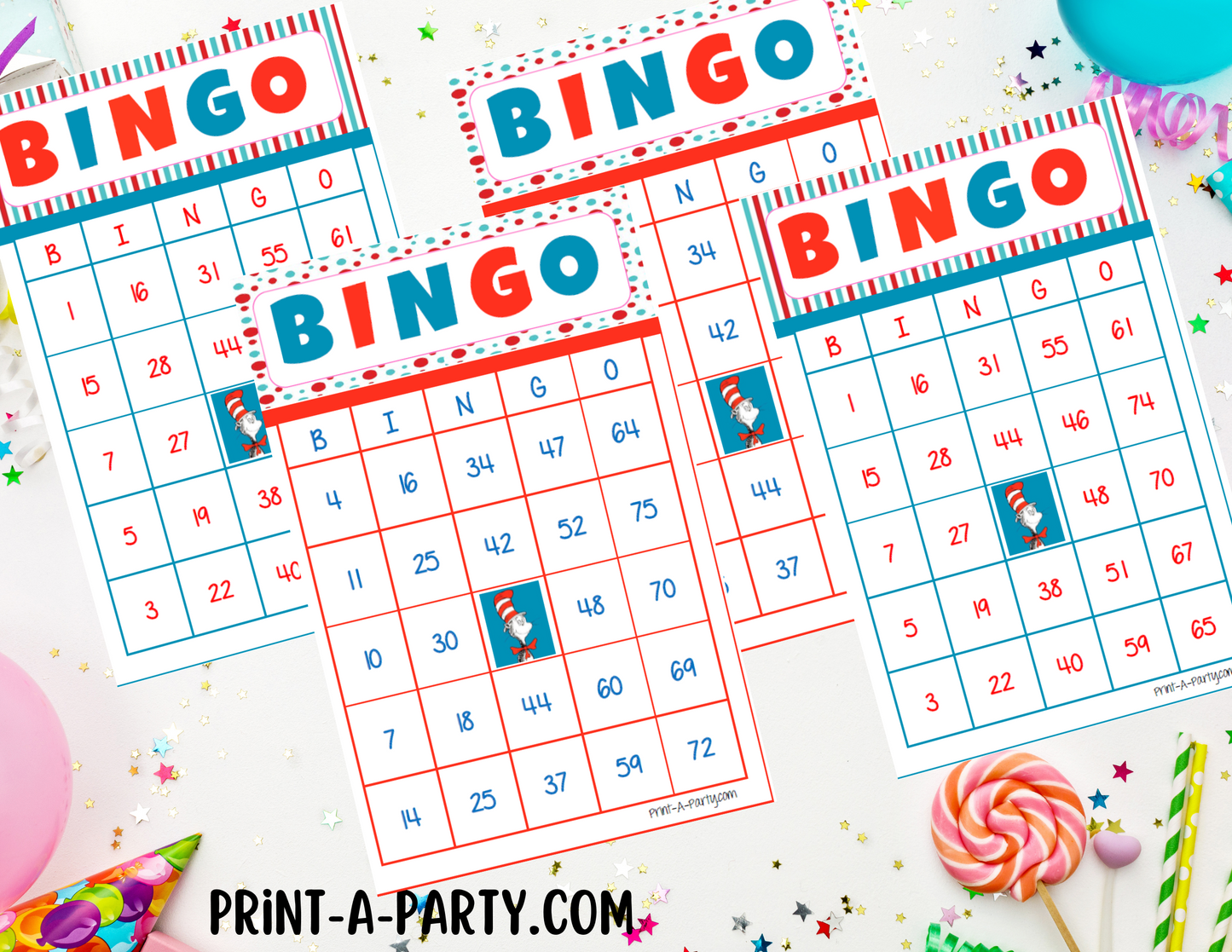 BINGO: Dr. Seuss | Classrooms | Parties | Birthday | 30, 40, or 50 cards - INSTANT DOWNLOAD