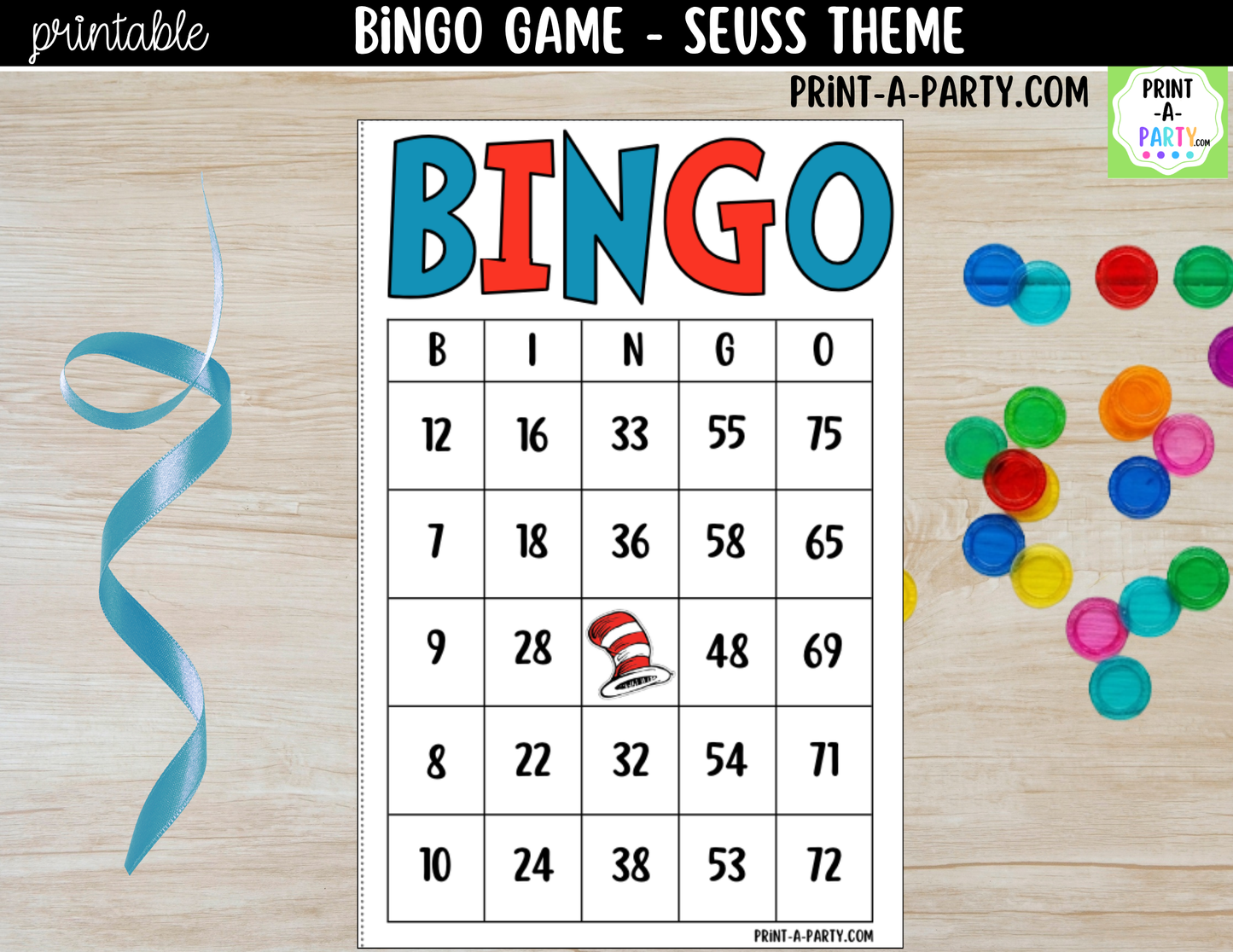 Dr. Seuss Bingo Printable Game - for Classroom, Birthday, or Family Activity