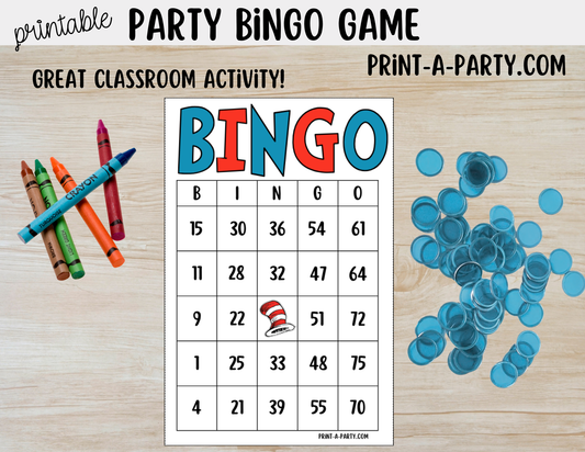 BINGO: Dr. Seuss - Printable Bingo Game | Fun Party Game for Kids & Adults | Classroom, Birthday, or Family Activity | Instant Download