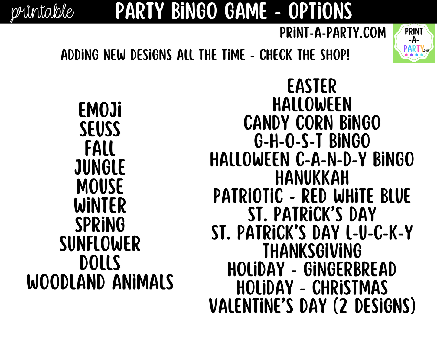 Dr. Seuss Bingo Printable Game - for Classroom, Birthday, or Family Activity