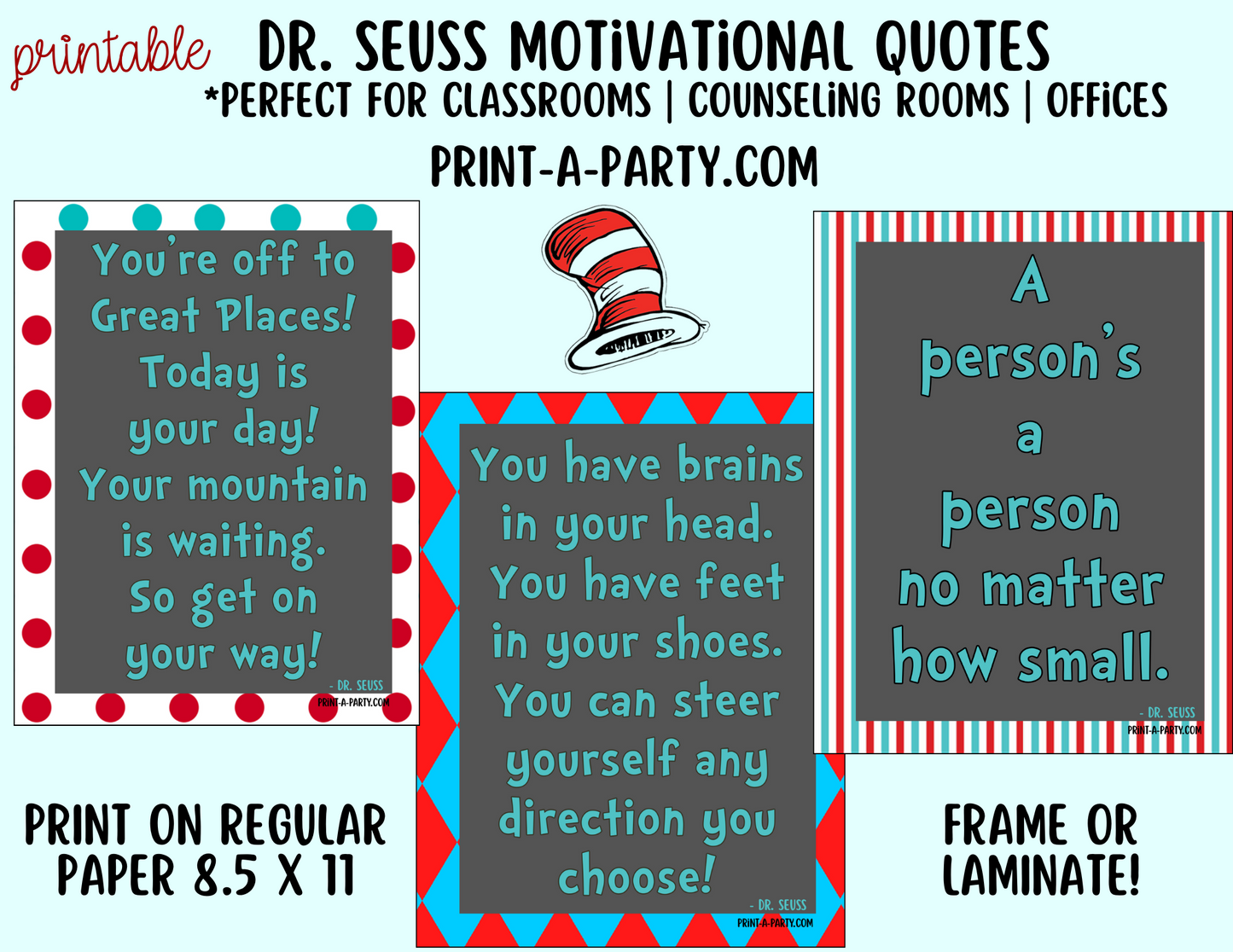 CLASSROOM DECOR | Dr. Seuss Quotes: Bring Whimsical Inspiration to Your Classroom with Printable Dr. Seuss Quote Posters