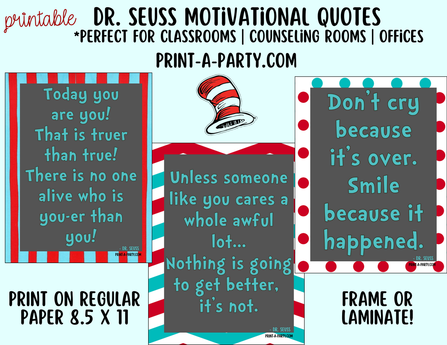 CLASSROOM DECOR | Dr. Seuss Quotes: Bring Whimsical Inspiration to Your Classroom with Printable Dr. Seuss Quote Posters