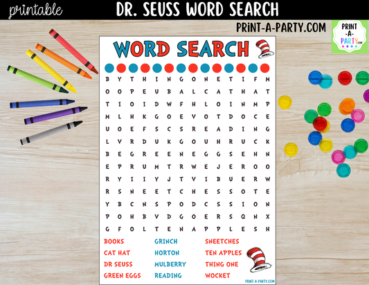 Dr. Seuss Word Search Printable | Classroom Activity for Dr. Seuss Day
