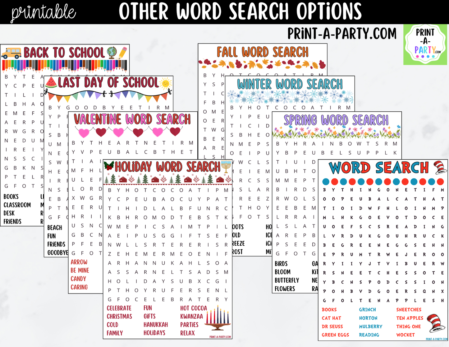 Dr. Seuss Word Search Printable | Classroom Activity for Dr. Seuss Day