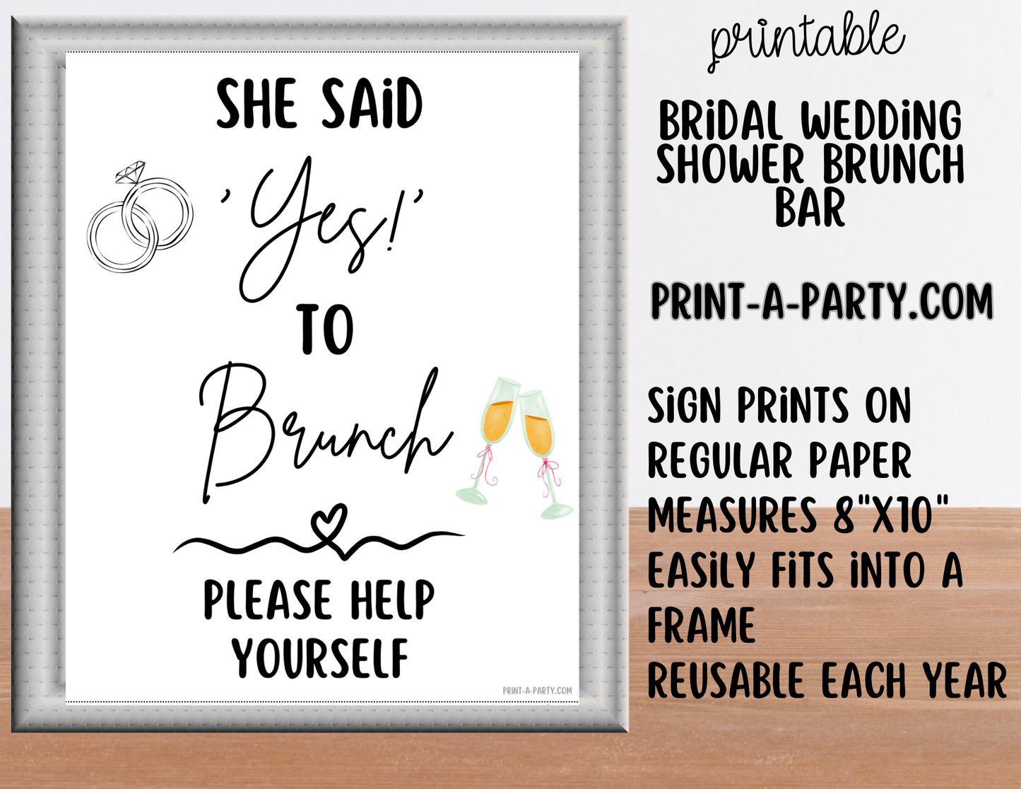 Wedding Event Bridal Brunch Bar Printable Sign & Tent Cards | Wedding Shower Breakfast Bar Decorations - She Said Yes to Brunch