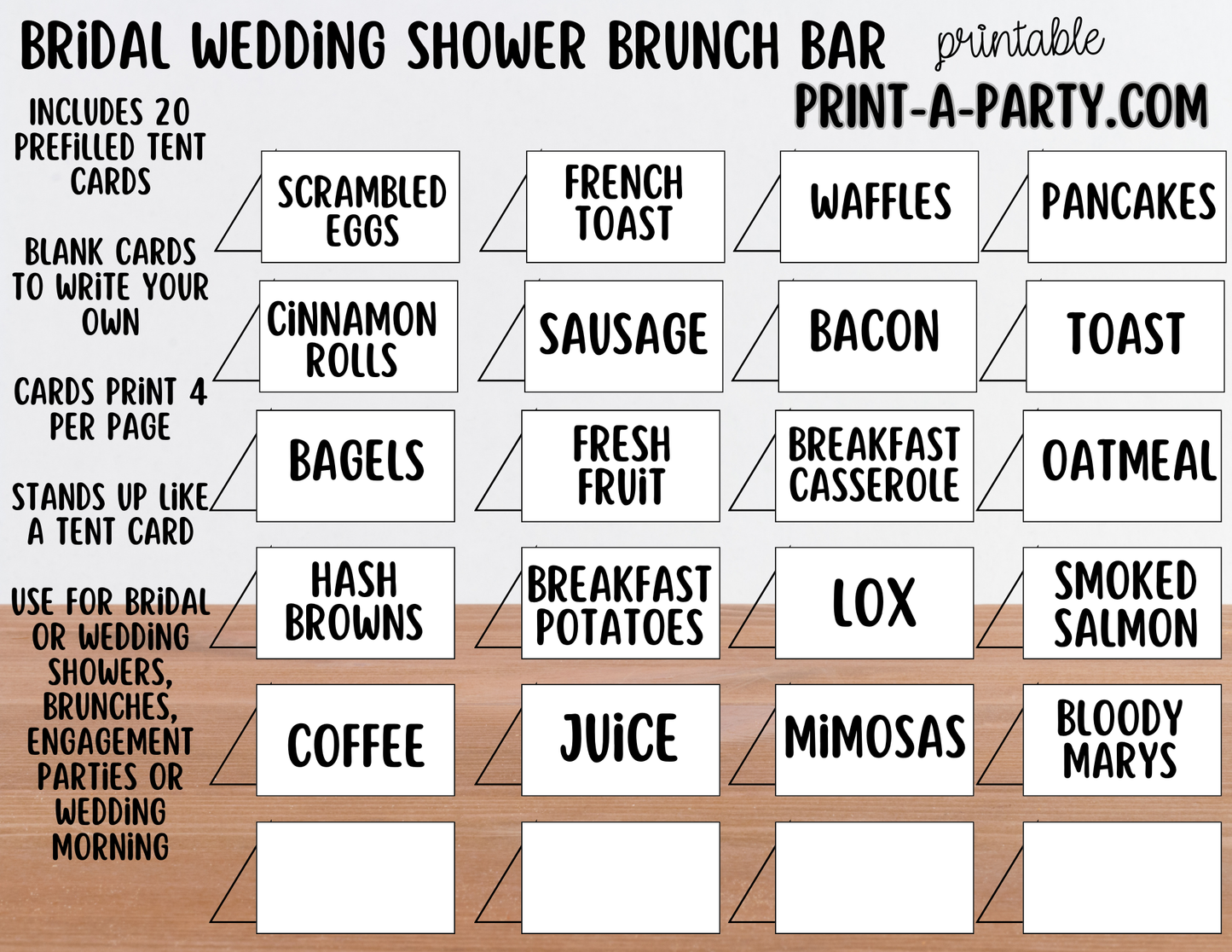 Wedding Event Bridal Brunch Bar Printable Sign & Tent Cards | Wedding Shower Breakfast Bar Decorations - She Said Yes to Brunch