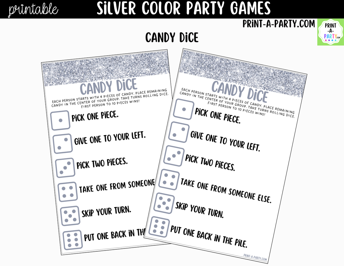 Silver Party Games Printable