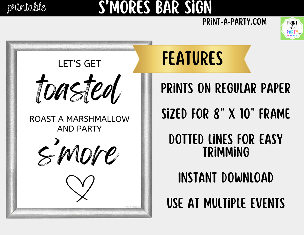 S’mores Bar Sign Printable – Let’s Get Toasted Wedding Sign