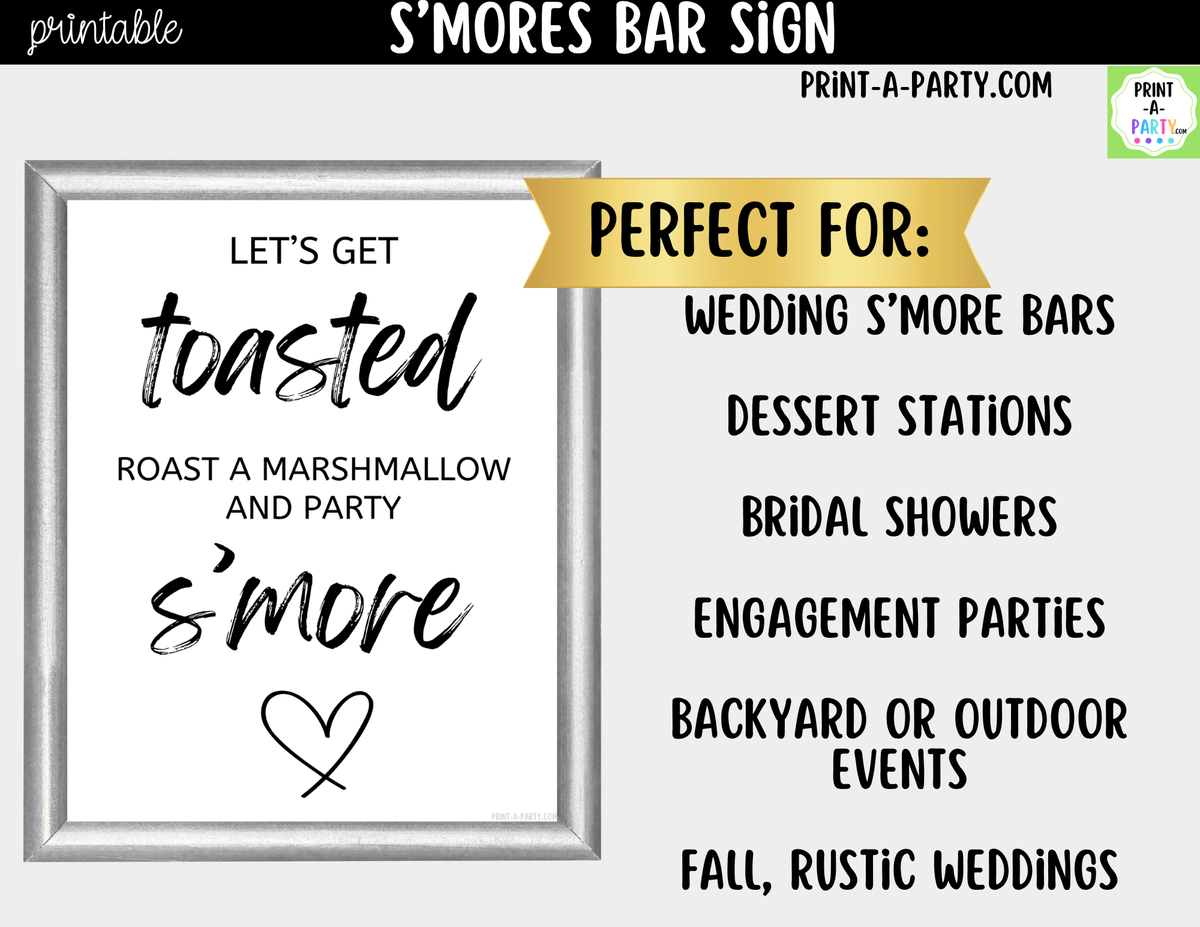 S’mores Bar Sign Printable – Let’s Get Toasted Wedding Sign
