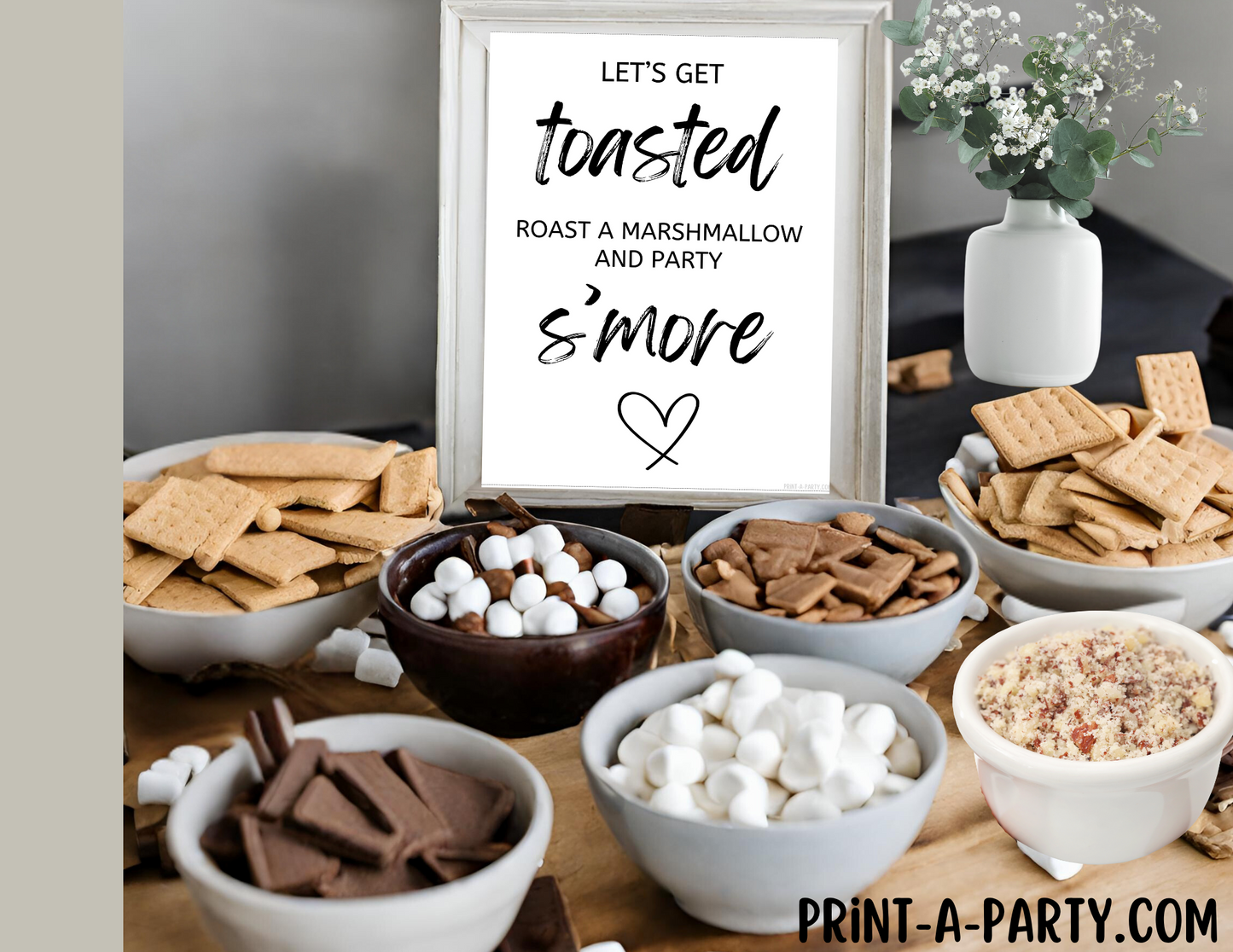 LET'S GET TOASTED - ROAST A MARSHMALLOW AND PARTY S'MORE - Wedding Sign | Printable Wedding Sign | Smores Bar Wedding Sign