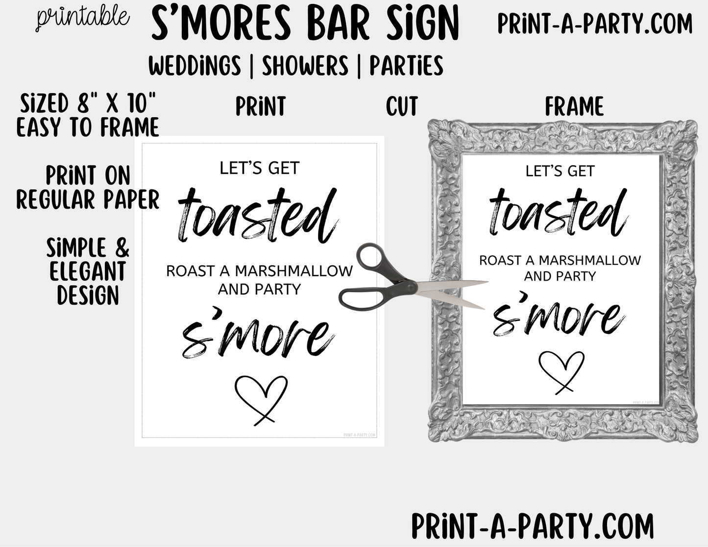 Printable S'mores Bar Sign (8x10) - Wedding Shower Decor - Instant PDF Download