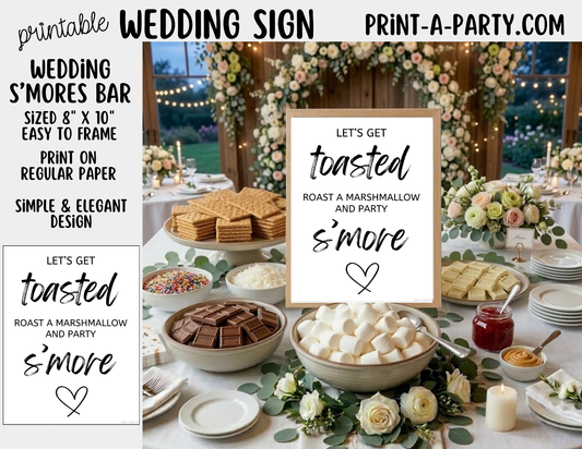 Printable S'mores Bar Sign (8x10) - Wedding Shower Decor - Instant PDF Download