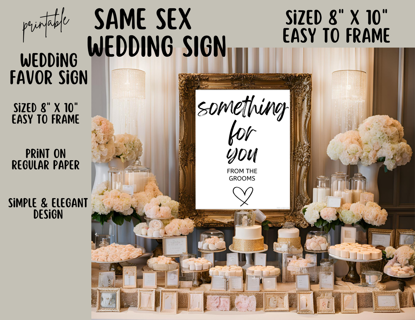 SOMETHING FOR YOU FROM THE GROOMS Sign | Same Sex Wedding Favor Sign | Printable Wedding Sign | Same Sex Wedding Sign | LGBTQ+