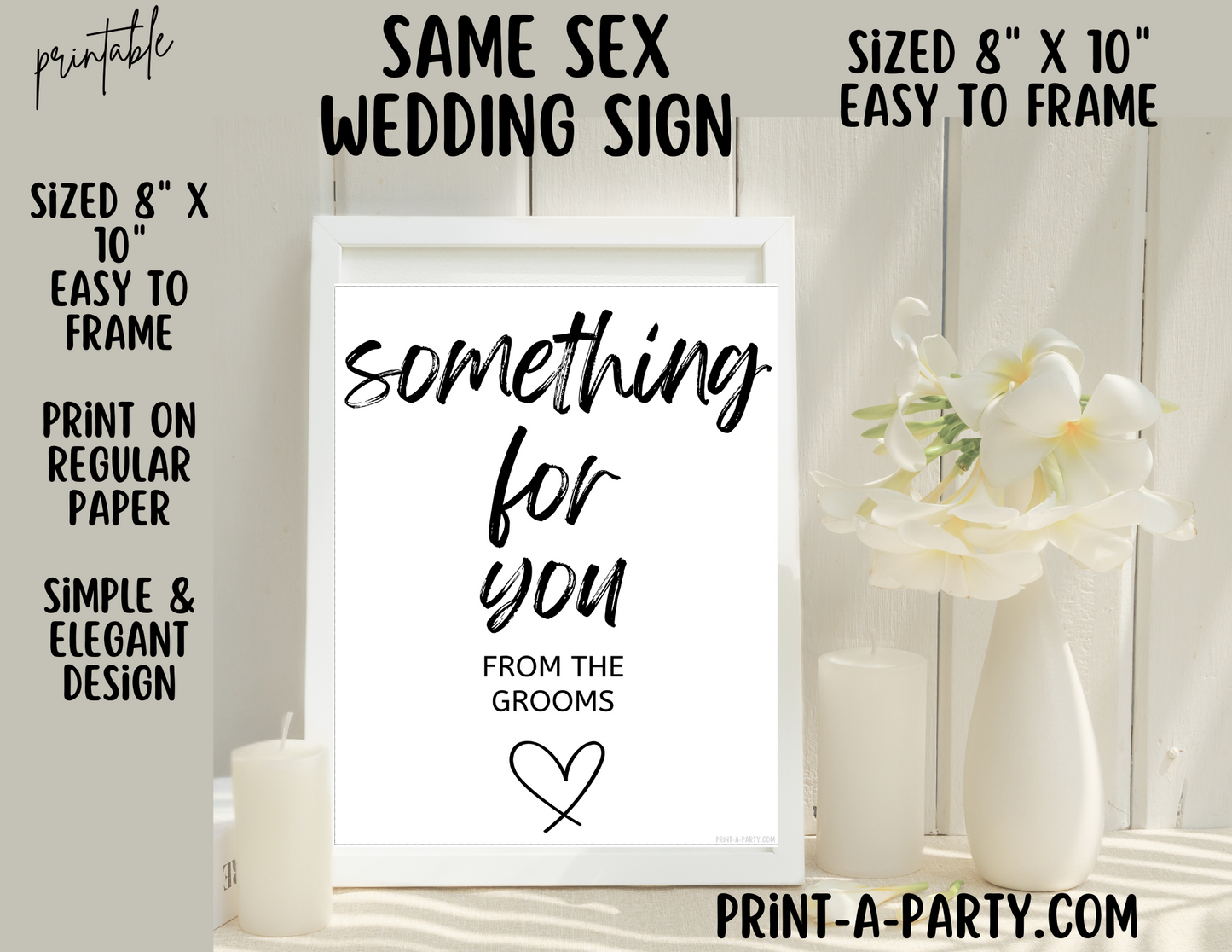 SOMETHING FOR YOU FROM THE GROOMS Sign | Same Sex Wedding Favor Sign | Printable Wedding Sign | Same Sex Wedding Sign | LGBTQ+