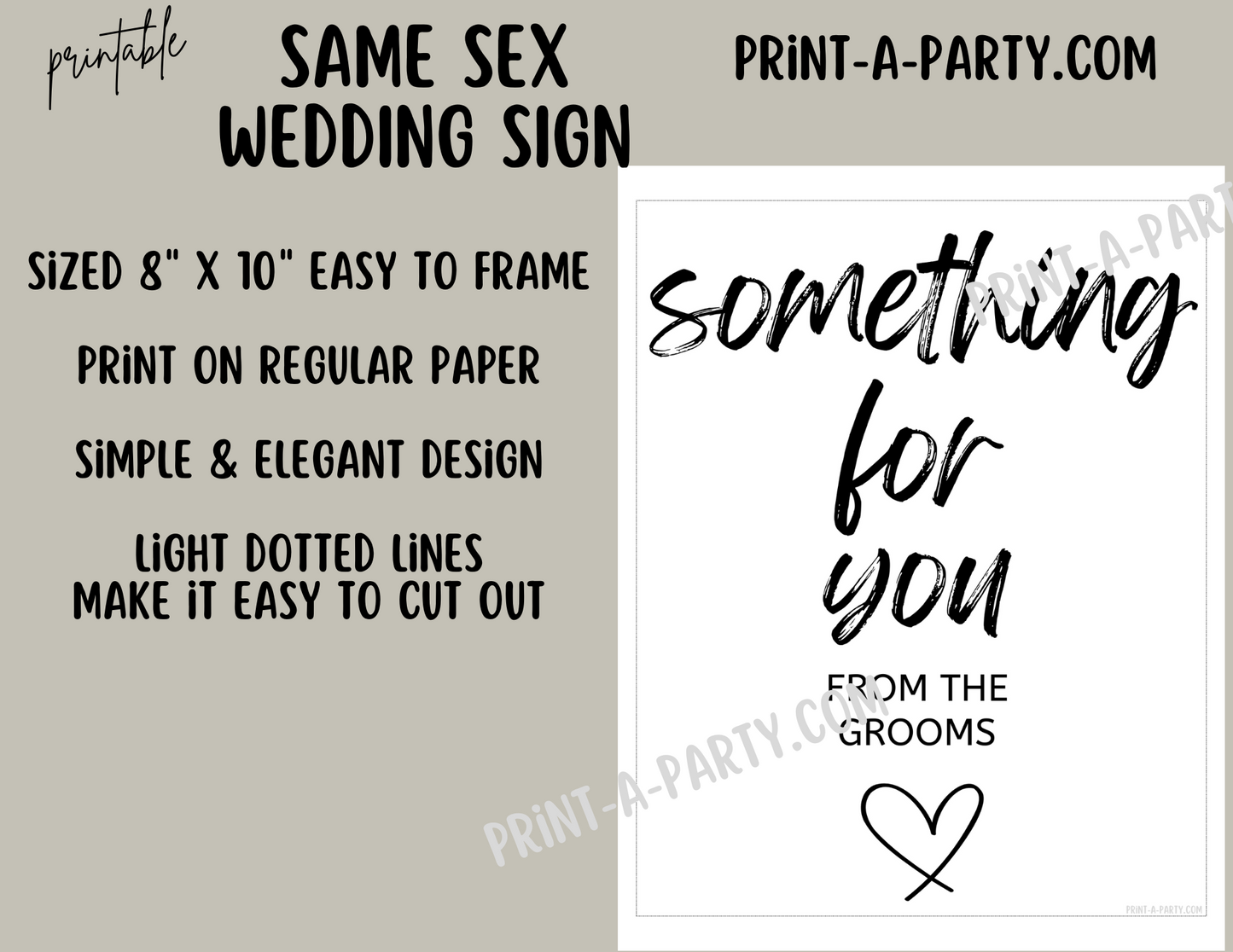 SOMETHING FOR YOU FROM THE GROOMS Sign | Same Sex Wedding Favor Sign | Printable Wedding Sign | Same Sex Wedding Sign | LGBTQ+