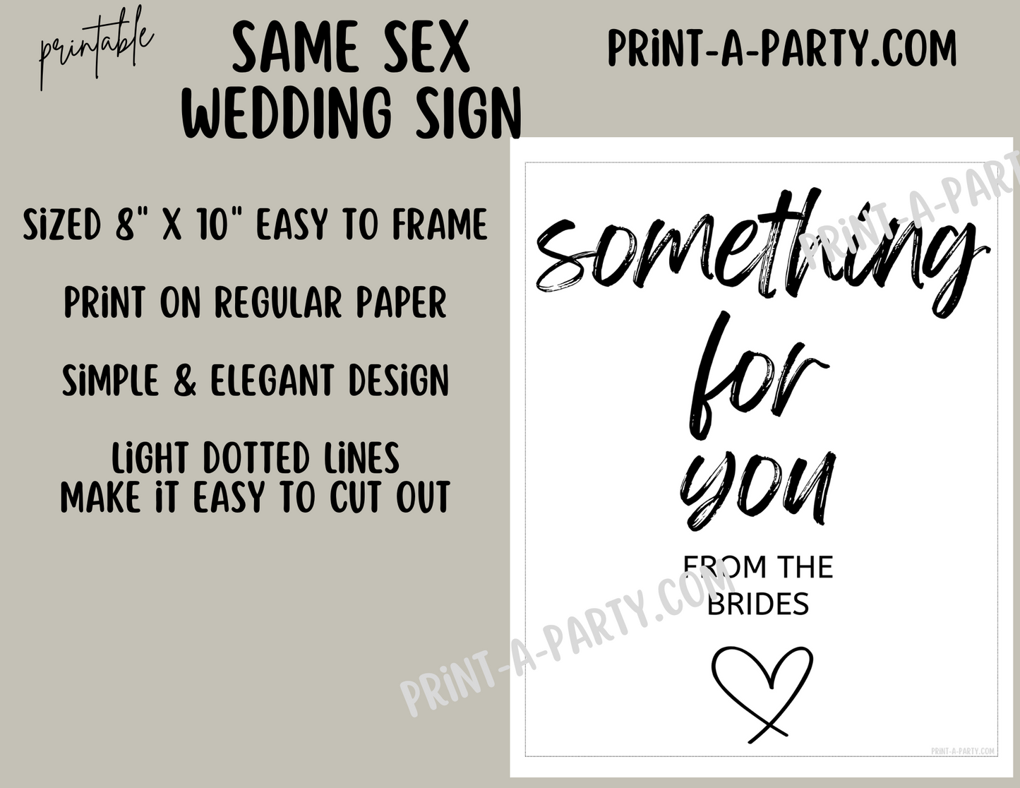 SOMETHING FOR YOU FROM THE BRIDES Sign | Same Sex Wedding Favor Sign | Printable Wedding Sign | Same Sex Wedding Sign | LGBTQ+