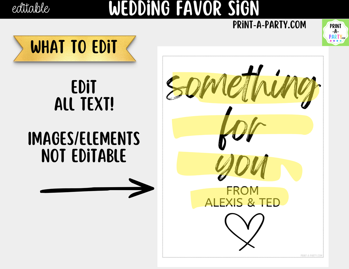 Editable Favors Sign – Something For You | 8x10 Canva Template