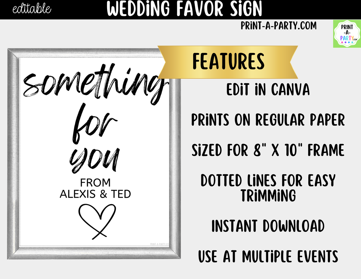 Editable Favors Sign – Something For You | 8x10 Canva Template
