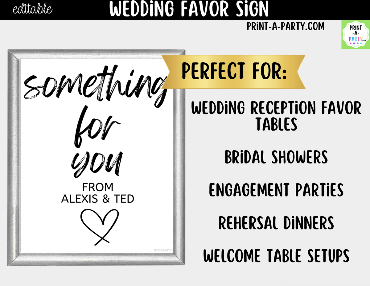 Editable Favors Sign – Something For You | 8x10 Canva Template