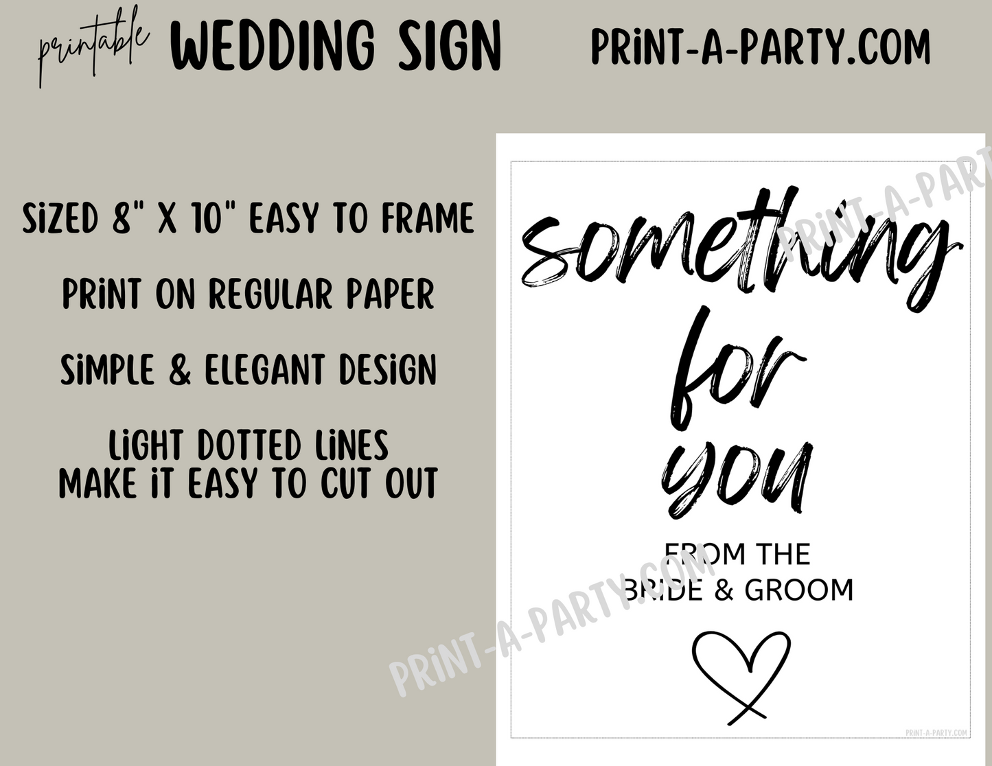 SOMETHING FOR YOU FROM THE BRIDE AND GROOM Sign | Wedding Favor Sign | Printable Wedding Sign | Wedding Sign