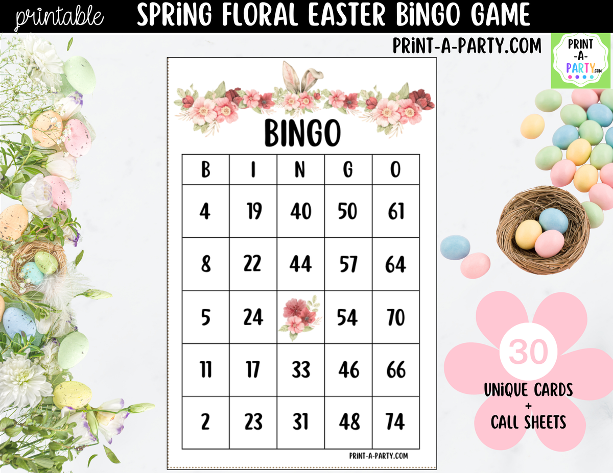 Spring Floral Easter Bingo Printable | Number Game