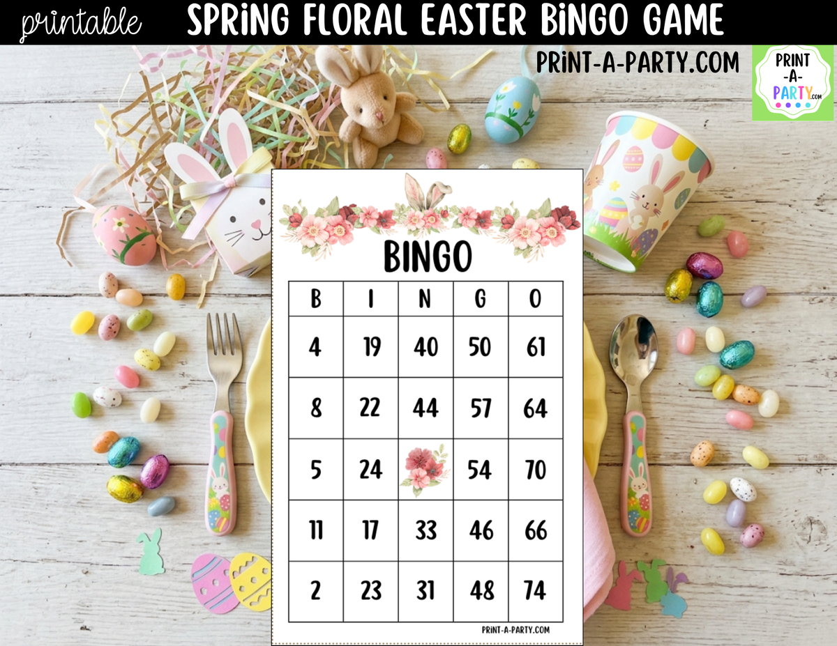 Spring Floral Easter Bingo Printable | Number Game