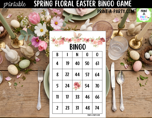 Spring Floral Easter Bingo Printable | Number Game