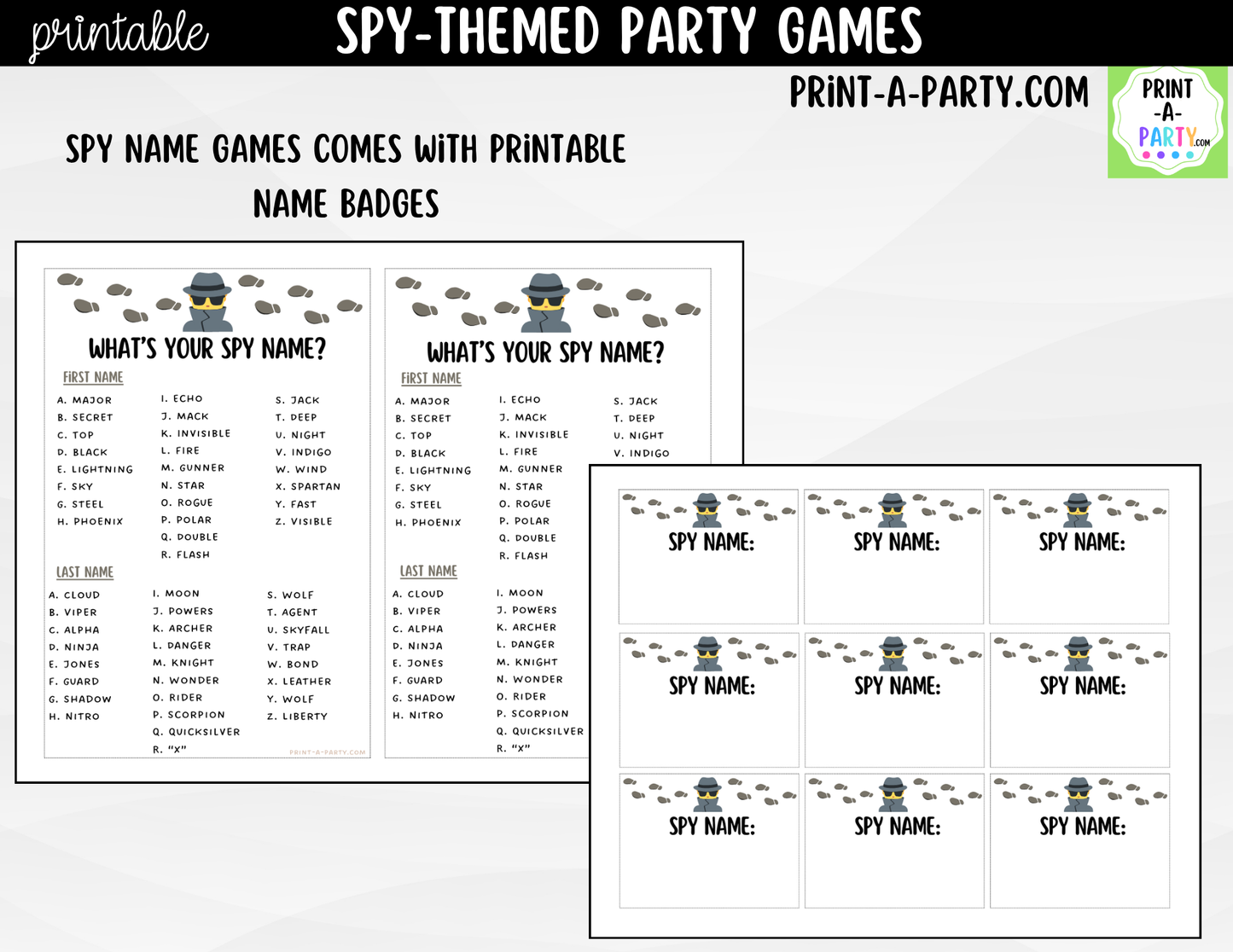 Spy Birthday Party Game Bundle | Detective Party Games | Printable Kids Party Activities