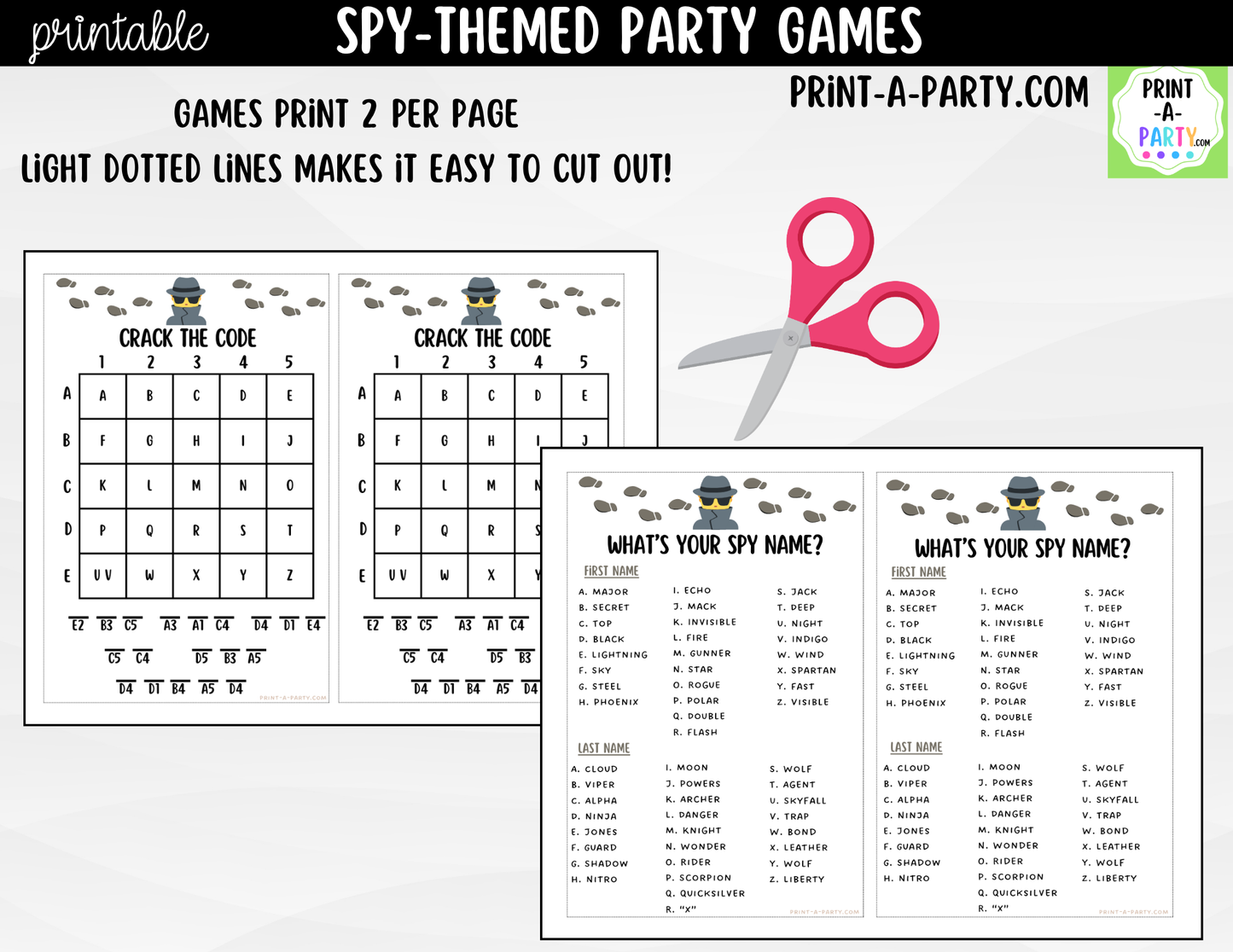 Spy Birthday Party Game Bundle | Detective Party Games | Printable Kids Party Activities