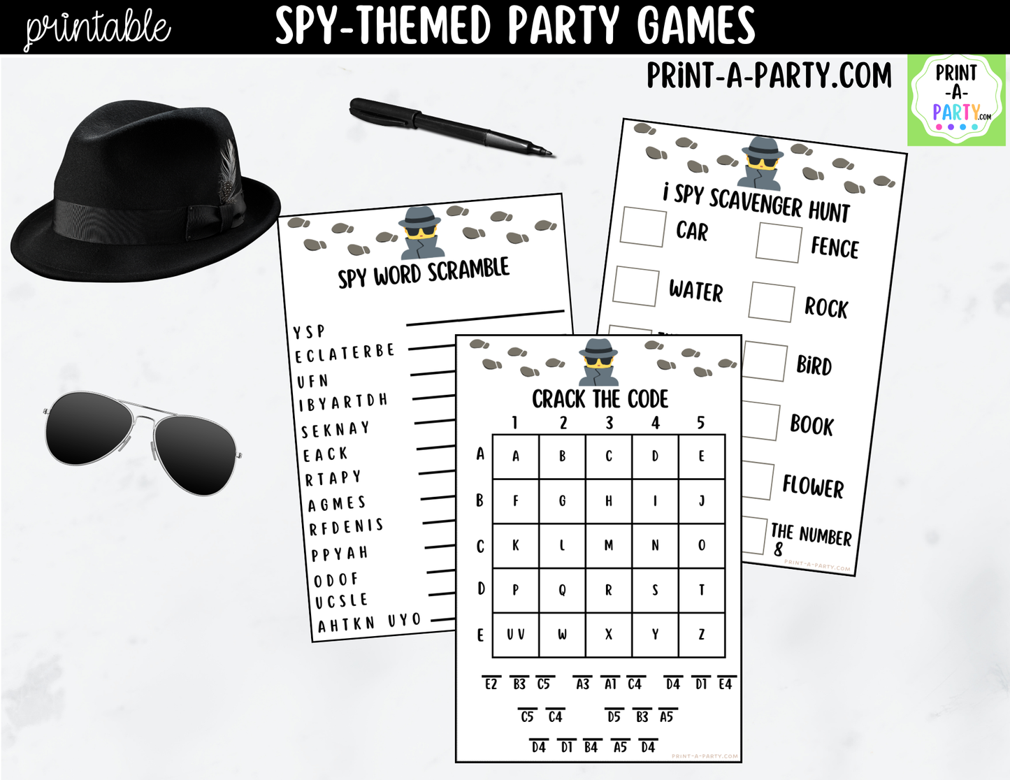 Spy Birthday Party Game Bundle | Detective Party Games | Printable Kids Party Activities