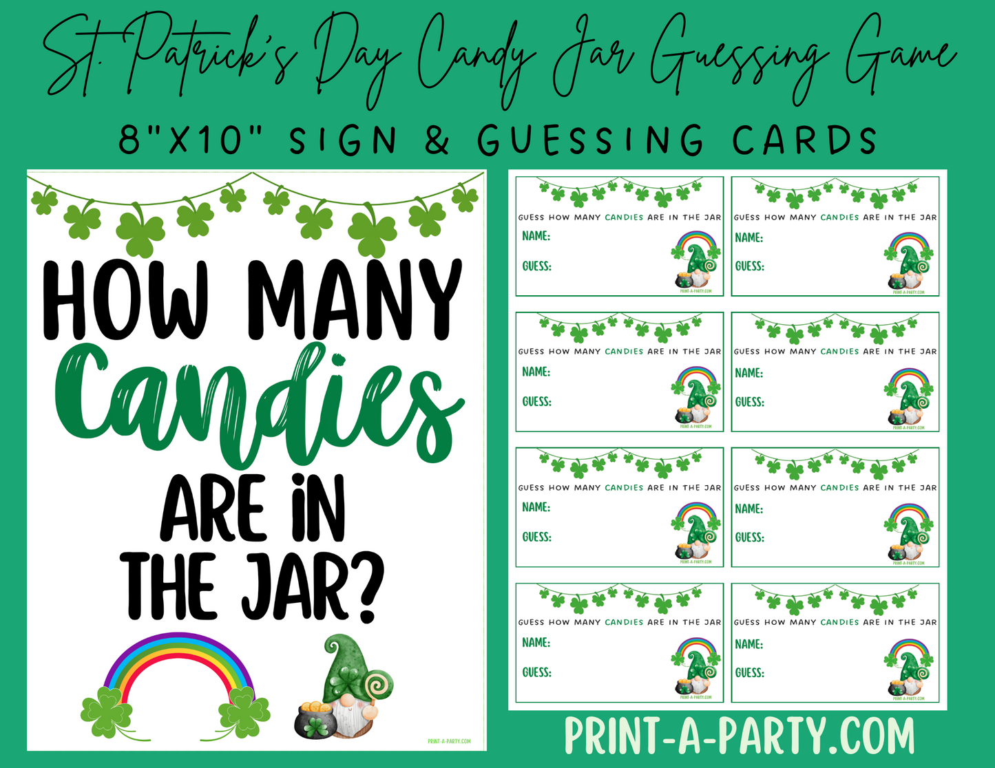 CANDY JAR GUESSING GAME - ST. PATRICK'S DAY | How many candies in jar | St. Patrick's Day Party Idea | St. Patrick's Day Activity | St. Patty's Day DIY | Printable