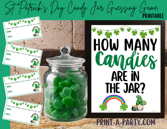 CANDY JAR GUESSING GAME - ST. PATRICK'S DAY | How many candies in jar | St. Patrick's Day Party Idea | St. Patrick's Day Activity | St. Patty's Day DIY | Printable