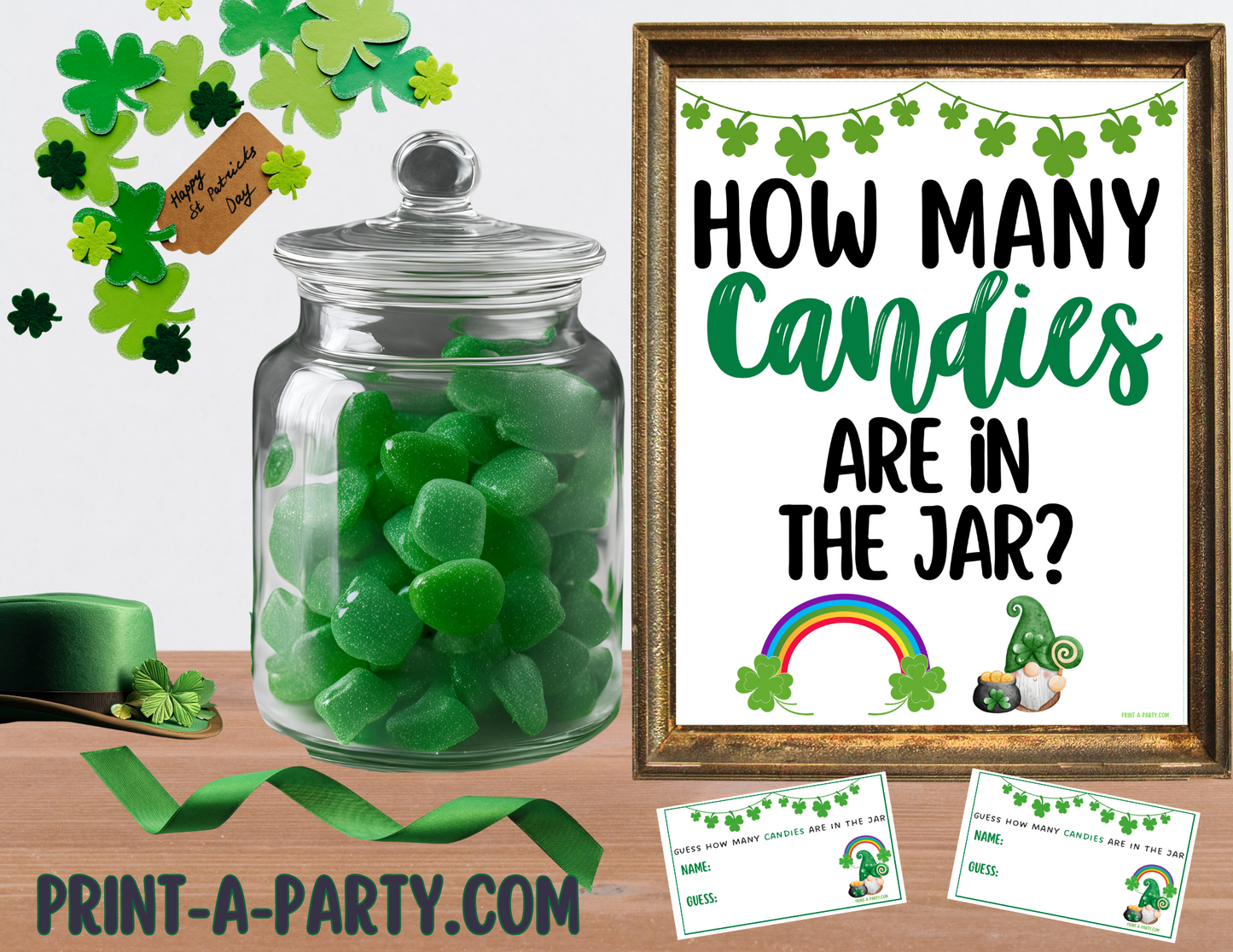 CANDY JAR GUESSING GAME - ST. PATRICK'S DAY | How many candies in jar | St. Patrick's Day Party Idea | St. Patrick's Day Activity | St. Patty's Day DIY | Printable