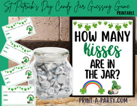 St. PATRICK'S DAY CHOCOLATE KISSES GUESSING GAME | How many kisses in jar | St. Patrick's Day Party | St. Patty's Day Party DIY | Printable