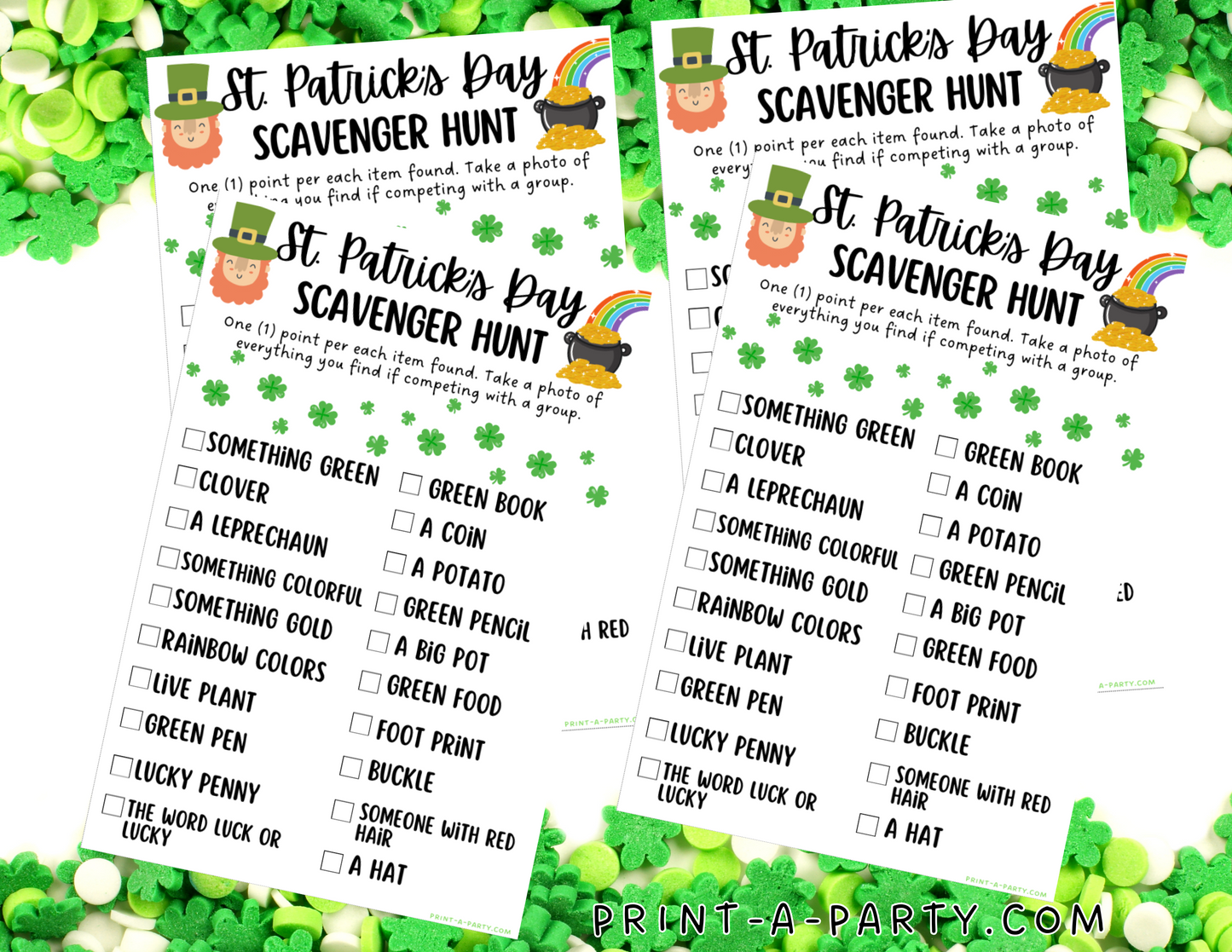 SCAVENGER HUNT GAME: St. Patrick's Day | Leprechaun | Shamrock | Clover - INSTANT DOWNLOAD