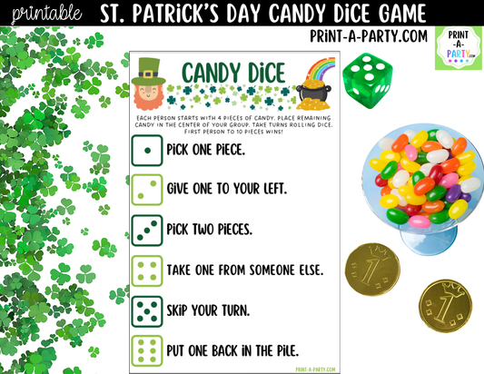St. Patrick's Day Candy Dice Game Printable