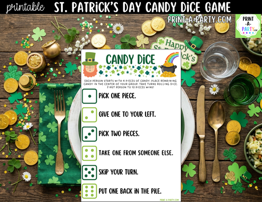 St. Patrick's Day Candy Dice Game Printable