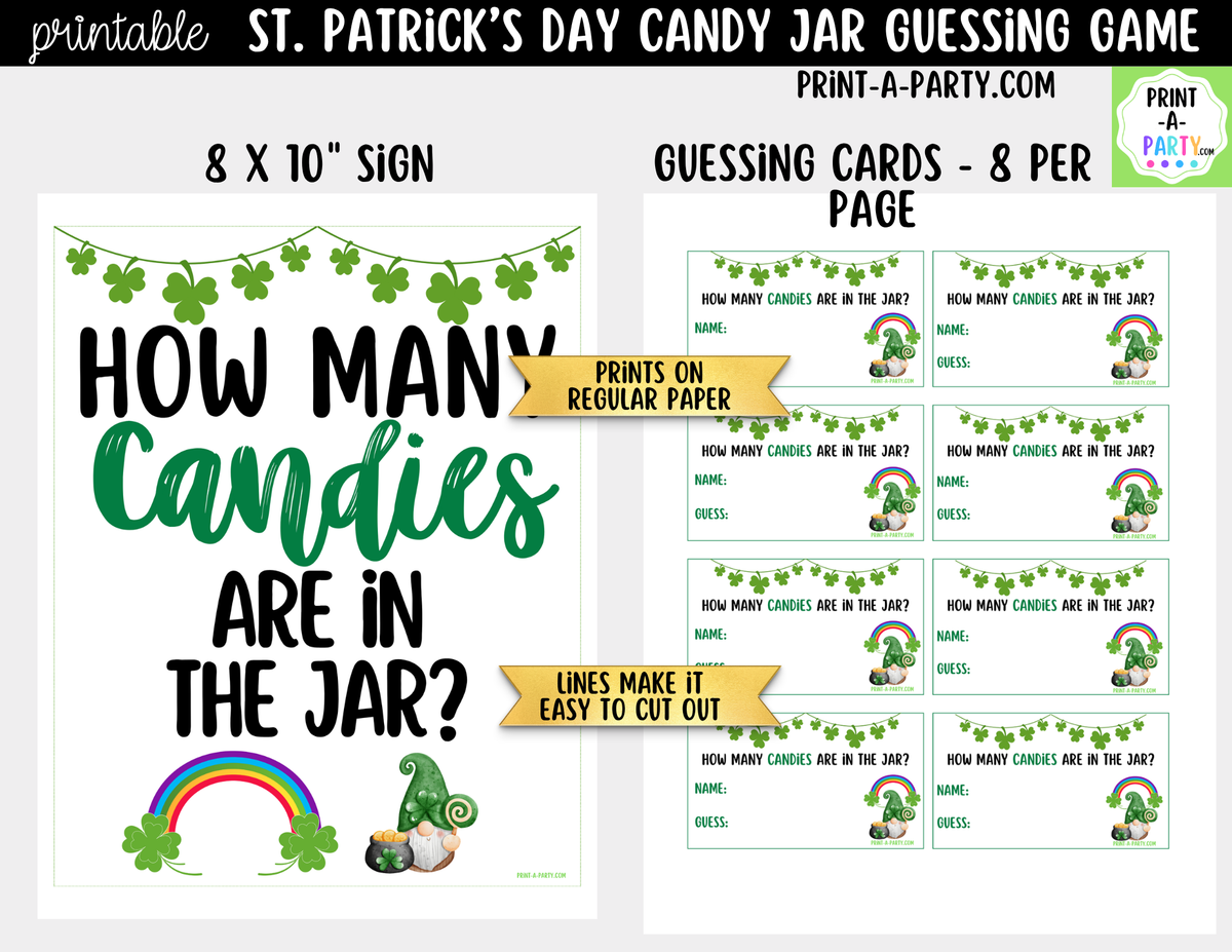 St. Patrick's Day Candy Jar Guessing Game Printable