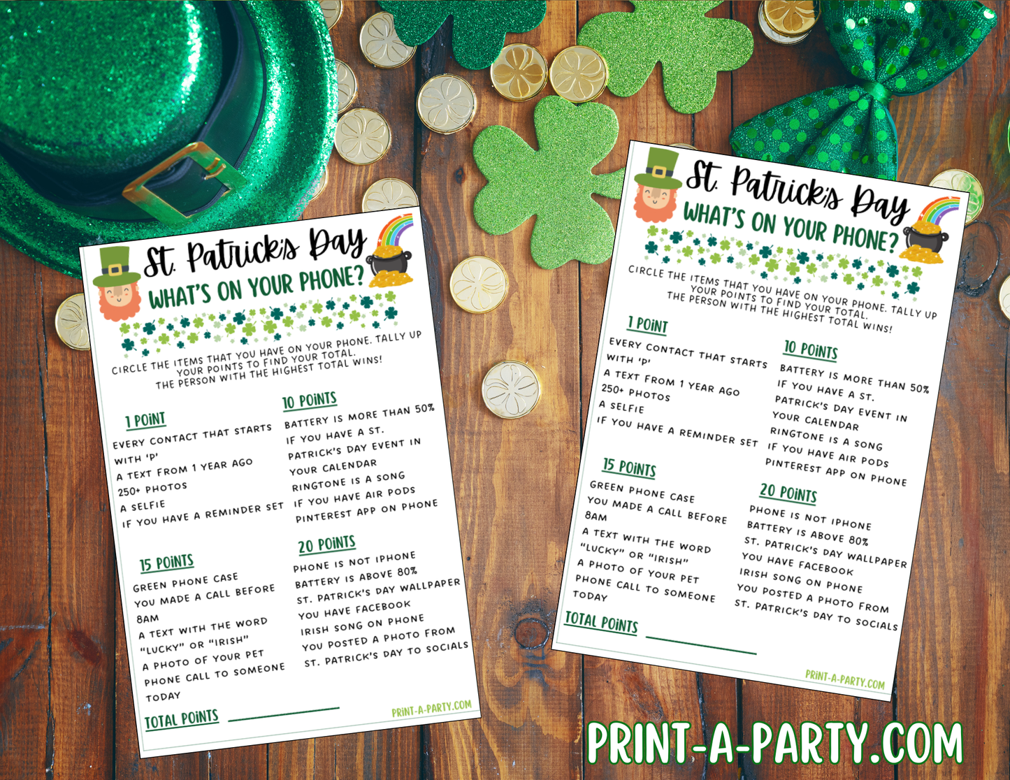 WHAT'S ON YOUR PHONE - St. Patrick's Day Edition | St. Patrick's What's On Your Phone | St. Patrick's Day Party Game