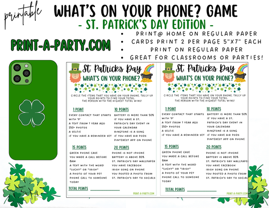 WHAT'S ON YOUR PHONE - St. Patrick's Day Edition | St. Patrick's What's On Your Phone | St. Patrick's Day Party Game