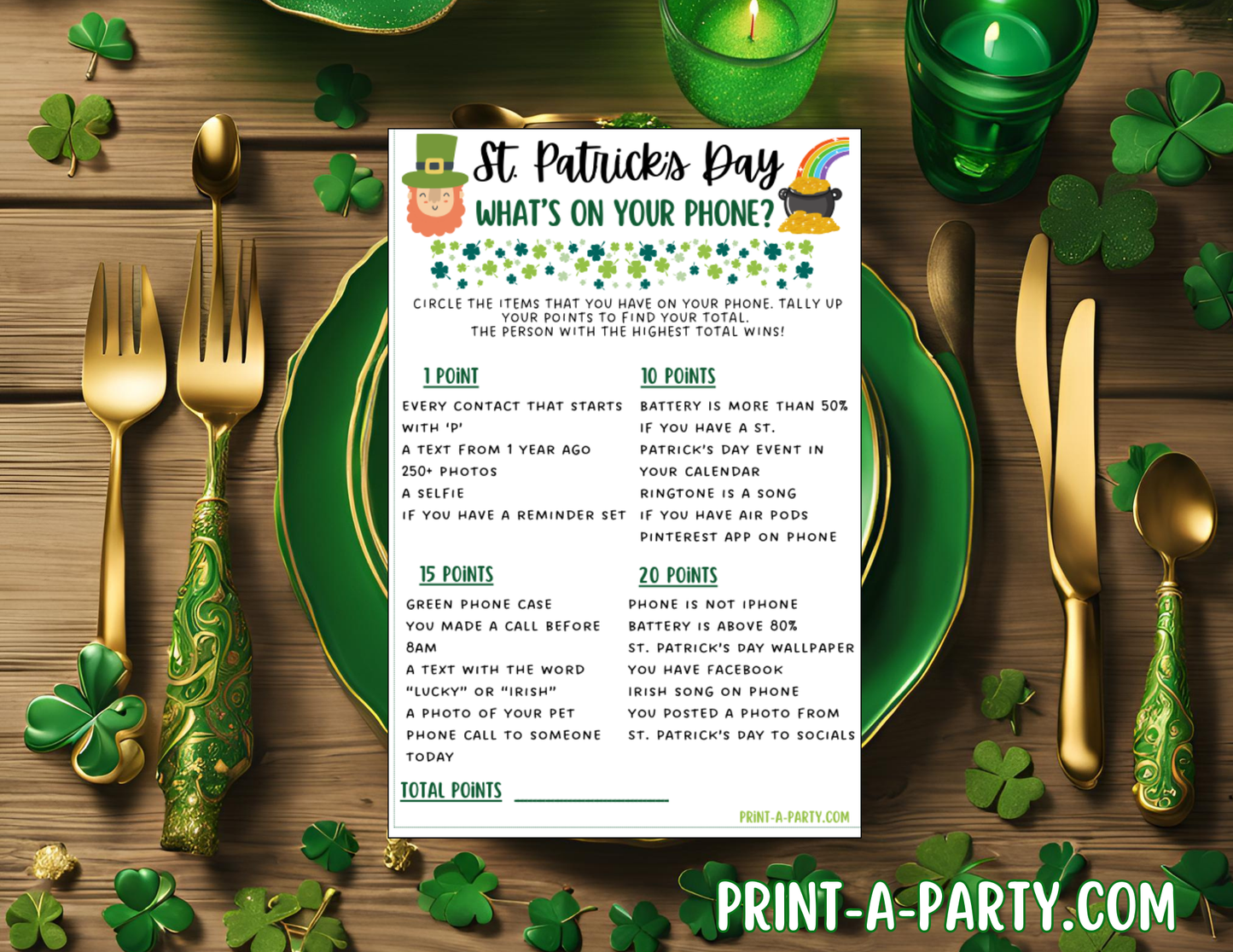 WHAT'S ON YOUR PHONE - St. Patrick's Day Edition | St. Patrick's What's On Your Phone | St. Patrick's Day Party Game