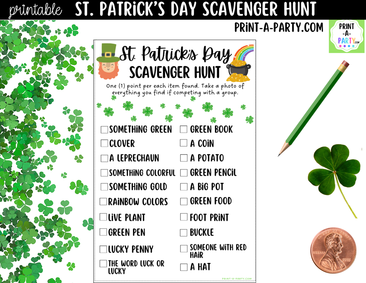 St. Patrick's Day Scavenger Hunt Printable | Party Game