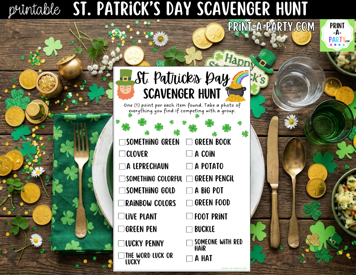 St. Patrick's Day Scavenger Hunt Printable | Party Game